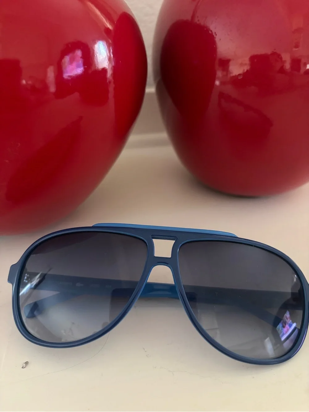 Lacoste Blue Aviator Sunglasses with Dark Gray Gradient Lenses